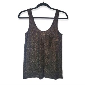 Pins & Needles Black and Gold Lace Tank Top